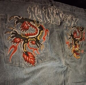 Ninth hall Embroidered dragon jeans